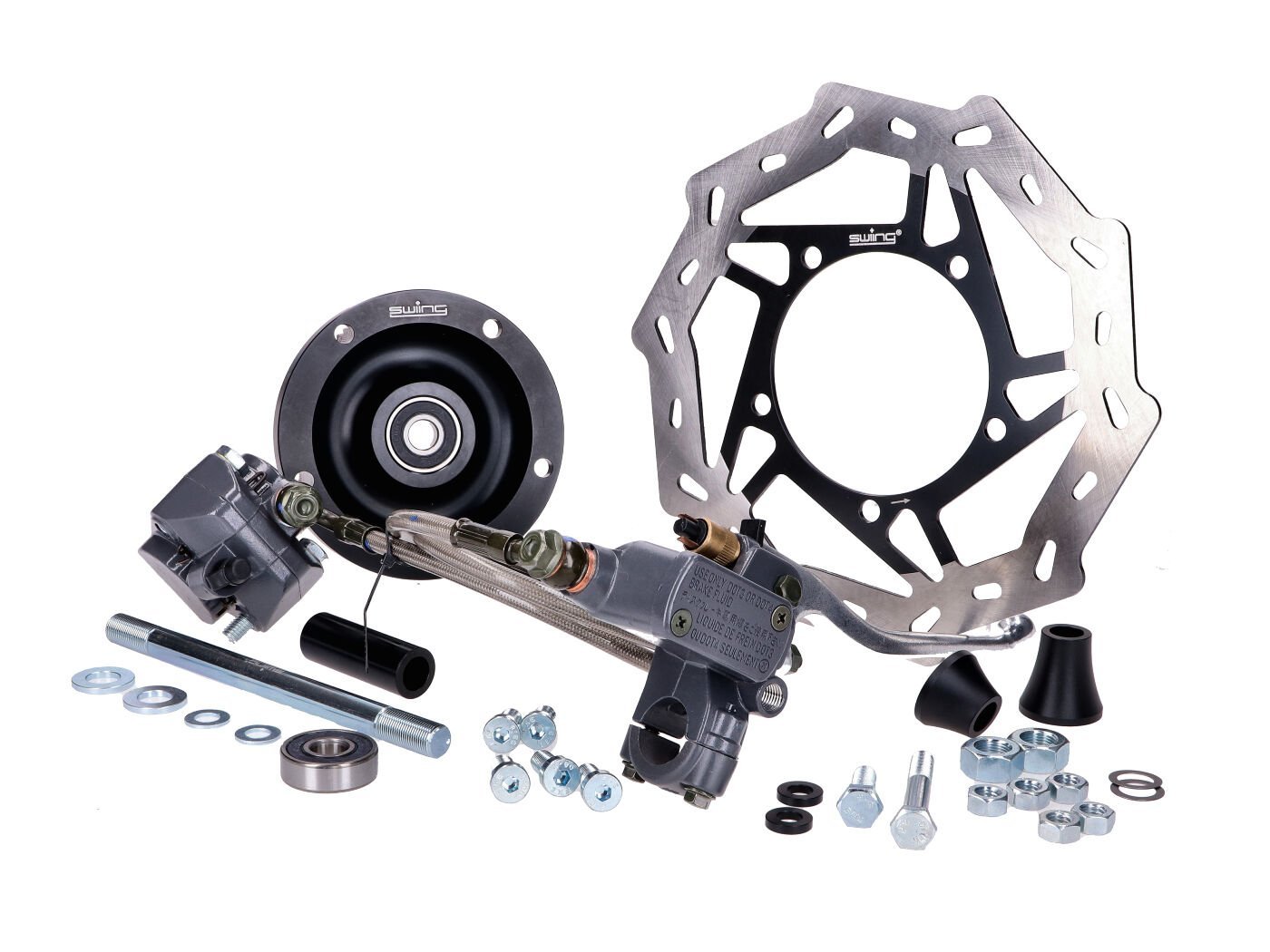 Disc Brake Set Swiing EBR Hydraulic Black Cast Rim For Piaggio Ciao