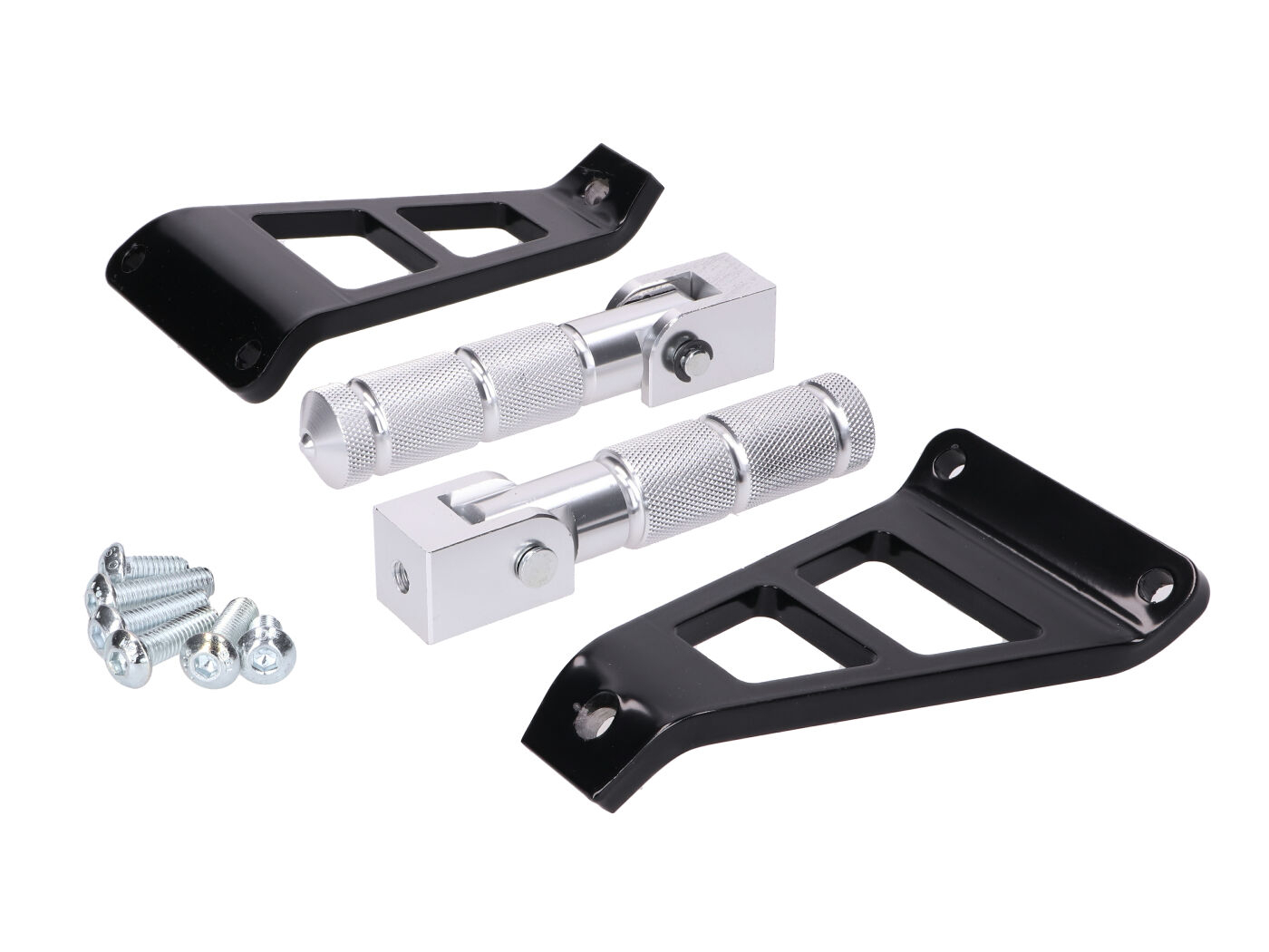 Pillion Footrest Set CNC Silver For Beta RR 50 (with Bracket)