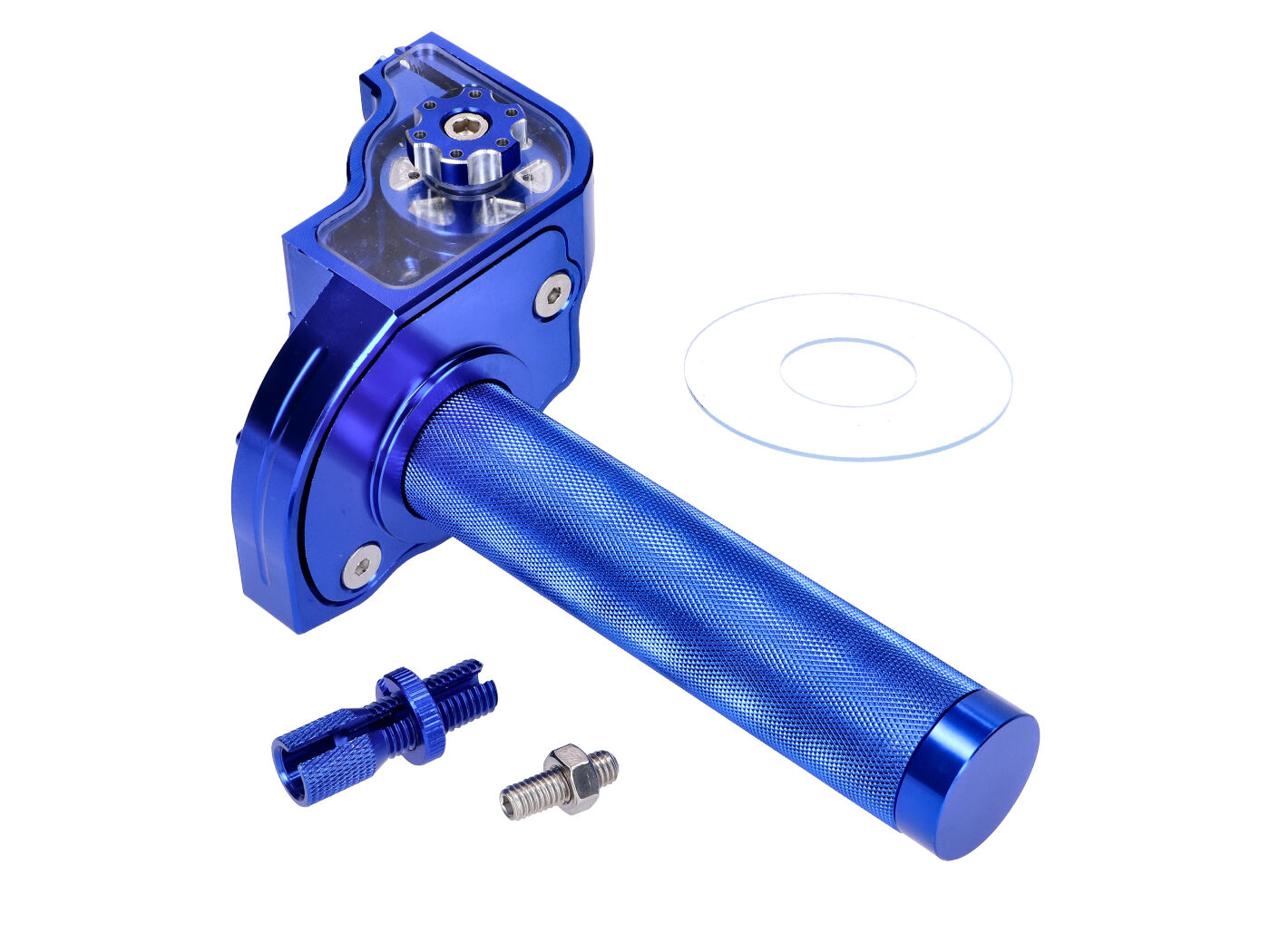 Buy now: Short-stroke Throttle Grip Blue CNC For 22mm Handlebars For Moped, Moped Short-stroke Throttle Grip Blue CNC For 22mm Handlebars For Moped, Moped