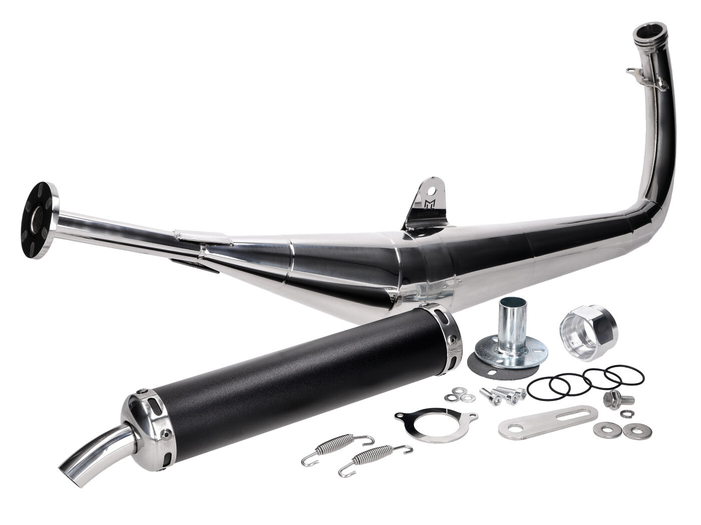 Exhaust System Motegra Racing For 60-110cc Polished Incl. Rear Silencer For Simson S50, S51, S70