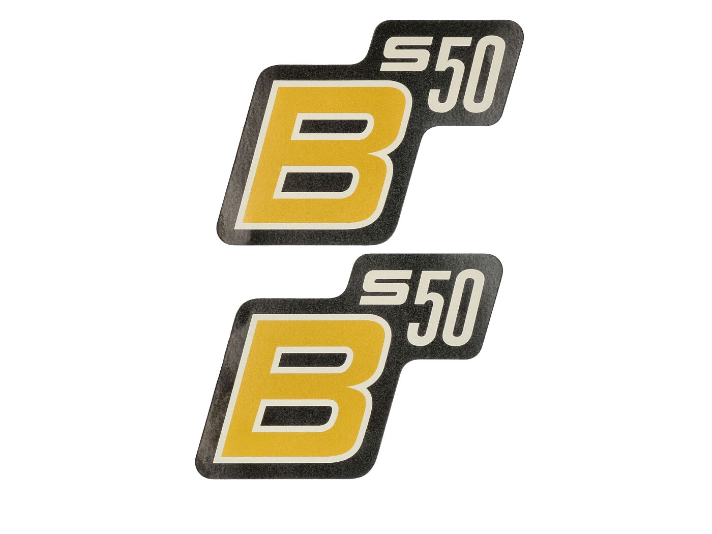 Lettering S50 B Foil / Sticker Black-yellow-white 2 Pieces For Simson S50