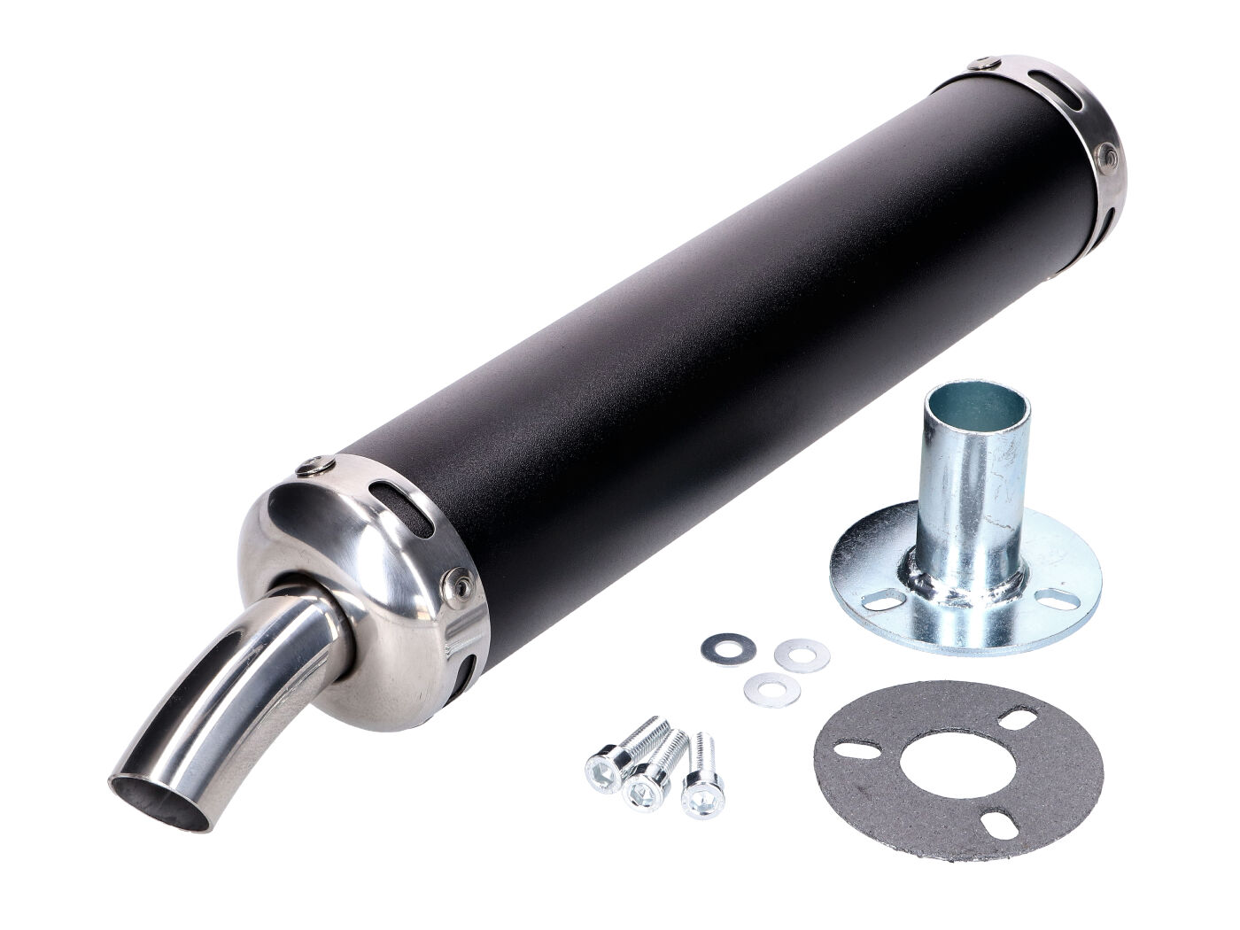 Rear Silencer Motegra Black Incl. Gasket For Simson S50, S51, S70