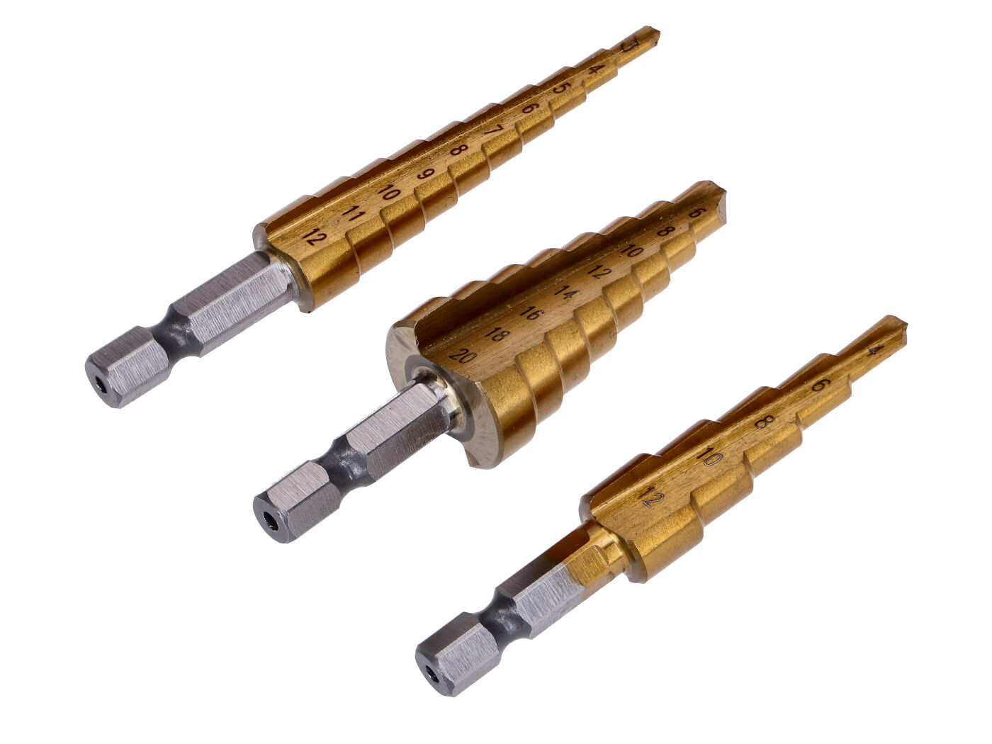 Buy now: Step Drill HSS Titanium-coated 3-20mm 3-part Step Drill HSS Titanium-coated 3-20mm 3-part