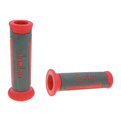 Handlebar Grip Set Domino A350 On-road Anthracite Grey / Red Open End Grips