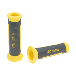 Handlebar Grip Set Domino A350 On-road Anthracite Grey / Yellow Open End Grips