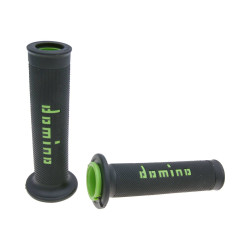 Handlebar Grip Set Domino A010 On-road Black / Green Open End Grips