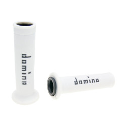 Handlebar Grip Set Domino A010 On-road White / Black Open End Grips