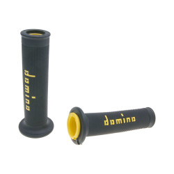 Handlebar Grip Set Domino A010 On-road Black / Yellow Open End Grips