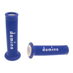 Handlebar Grip Set Domino A010 On-road Blue / White Open End Grips