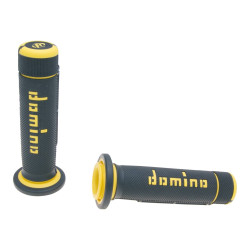 Handlebar Grip Set Domino A180 ATV Thumb Throttle 22/22mm Black-yellow