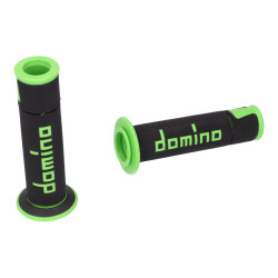 Handlebar Grip Set Domino A450 On-road Racing Black / Green Open End Grips
