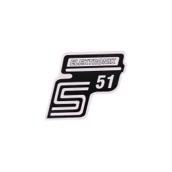 Logo Foil / Sticker S51 Elektronik White For Simson S51