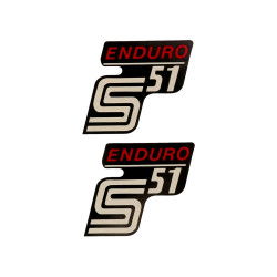 Logo Foil / Sticker S51 Enduro Black-red 2 Pieces For Simson S51