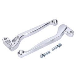 Clutch And Brake Lever Set ALU Anodized, Silver Color For Simson S50, S51, S53, S70, S83, SR50, SR80