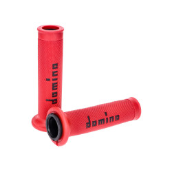 Handlebar Grip Set  Domino A010 On-Road Red / Black With Open Ends
