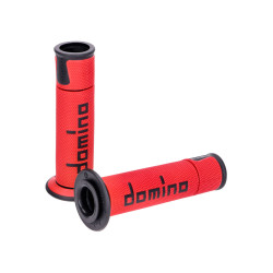 Handlebar Grip Set Domino A450 On-road Racing Red / Black With Open Ends