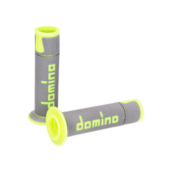Handlebar Grip Set Domino A450 On-road Racing Grey / Yellow With Open Ends