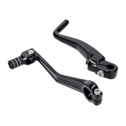 Gear Shift And Kickstart Lever Foldable, Anodized Aluminum, Black For Simson S50, S51, S53, S70, S83