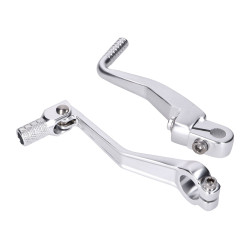 Gear Shift And Kickstart Lever Foldable, Anodized Aluminum, Silver For Simson S50, S51, S53, S70, S83