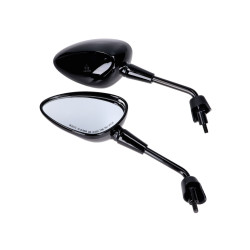 Mirror Set M8 Short, Black Glossy For Vespa GTS HPE, Sprint, Primavera