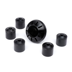 Caps- Set Wheel Nut / Rim Ø=35mm -MOTO NOSTRA, CNC, Black Shiny- Vespa ET2, ET4, GT, GTL, GTS, GTV, LX, LXV, S, Gilera Fuoco, Piaggio Fly, Hexagon, Liberty, MP3, Sfera RST, Zip FR, Zip II, Zip SP