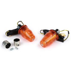 Conversion Kit For Handlebar Indicators -MOTO NOSTRA, LED, E-marked, 12 Volt- Vespa Smallframe PK S/XL/XL2/HP, Largeframe PX, T5, LML - Ø=24mm - Amber
