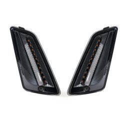 Pair Of Front Indicators -MOTO NOSTRA (-2014) Dynamic LED Sequential Light, Day Time Running Light (E-mark)- Vespa GT, GTL, GTV, GTS 125-300 - Smoked