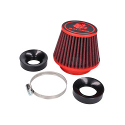 Air Filter Malossi Red Filter E18 Racing 60mm Straight W/ Thread, Red-black For PHBG 15-21, PHBL 20-26 Carburetor