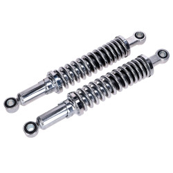 Shock Absorber Set Chrome 335mm Hydraulic 5-way Adjustable 10mm/12mm Bushes