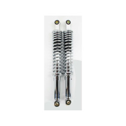 Shock Absorber Chrome 395mm Hydraulic 5-way Adjustable 10mm/12mm Bushes For Zündapp, Hercules, Kreidler, Puch, Moped, Moped, Mokick