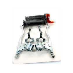 LUSITO Fittings Set With Brake, Clutch And Cold Start Lever D=22mm L=120mm/145mm Black Silver