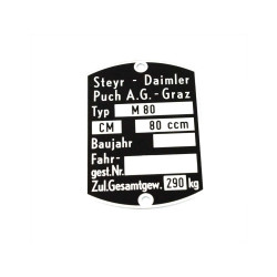 Type Plate Aluminum Black 80 Ccm For Puch Cobra M
