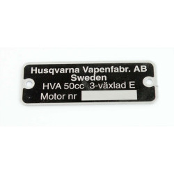 Nameplate For Husqvarna 50cc 3 Speed Engine