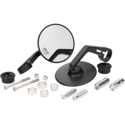 Mirror Set MOTO NOSTRA 1407, Aluminium CNC, Ø=95mm Round, Handlebar End Mirror, Matte Black