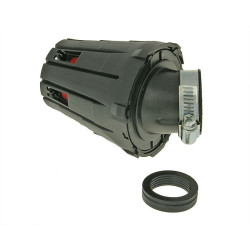 Air Filter Boxed Racing 28-35mm 45° Carb Connection (incl. Adapter) Red Filter, Black Housing