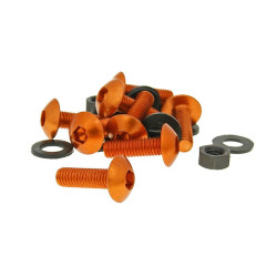 Hexagon Socket Screw Set Incl. Nuts M5x16 Aluminum Orange - 8 Pcs Each - Fairing / Styling