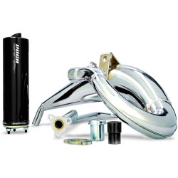 Exhaust VOCA Cross Chromed 50/70cc Black Silencer For Aprilia RX, SX, Derbi Senda