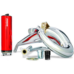 Exhaust VOCA Cross Chromed 50/70cc Red Silencer For Aprilia RX, SX, Derbi Senda