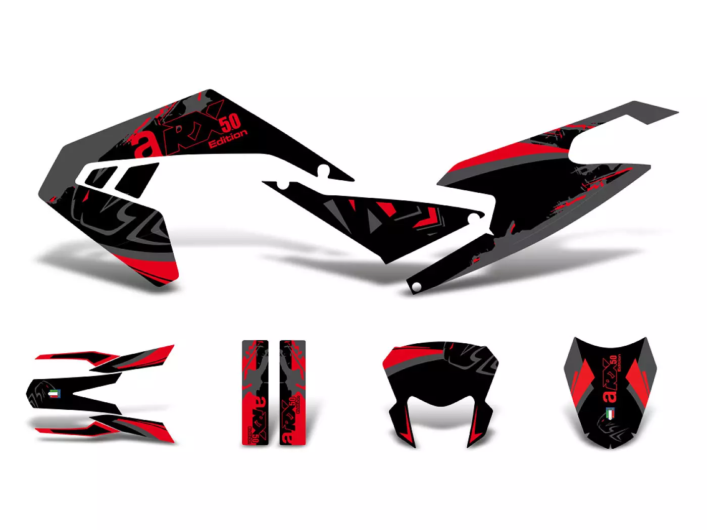 Decal Set Black-red-grey Matt For Aprilia RX50 2018- Euro4