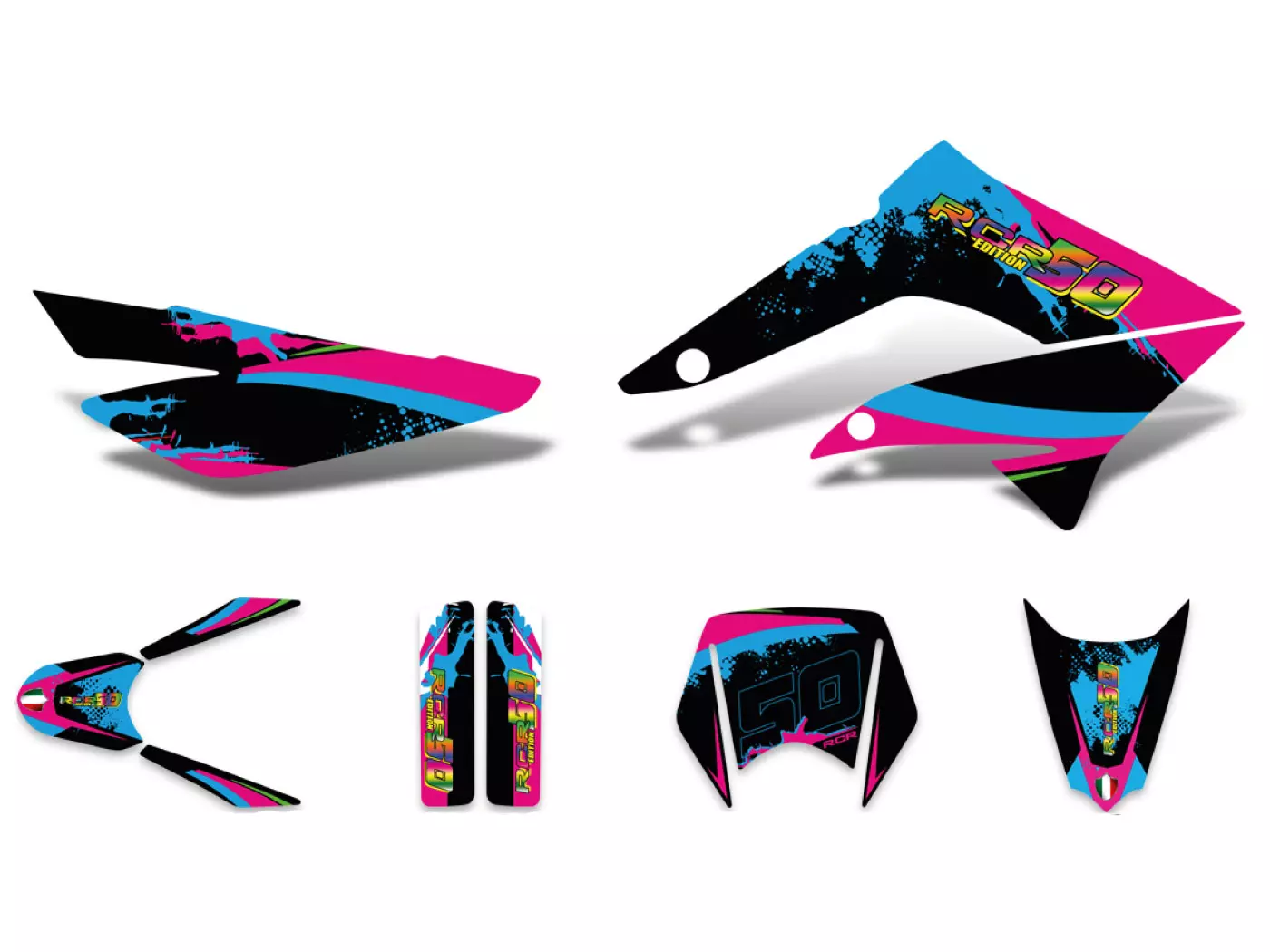 Decal Set Black-pink-blue Matt For Gilera RCR 11-17