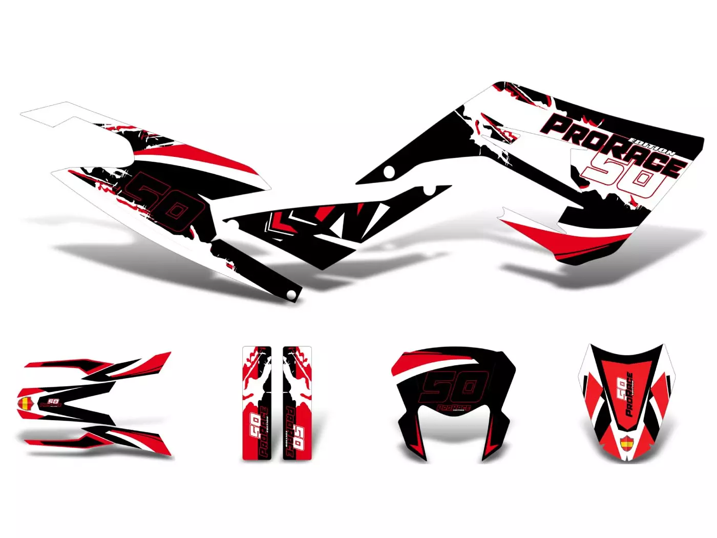 Decal Set Black-white-red Glossy For Derbi Senda 50 2018