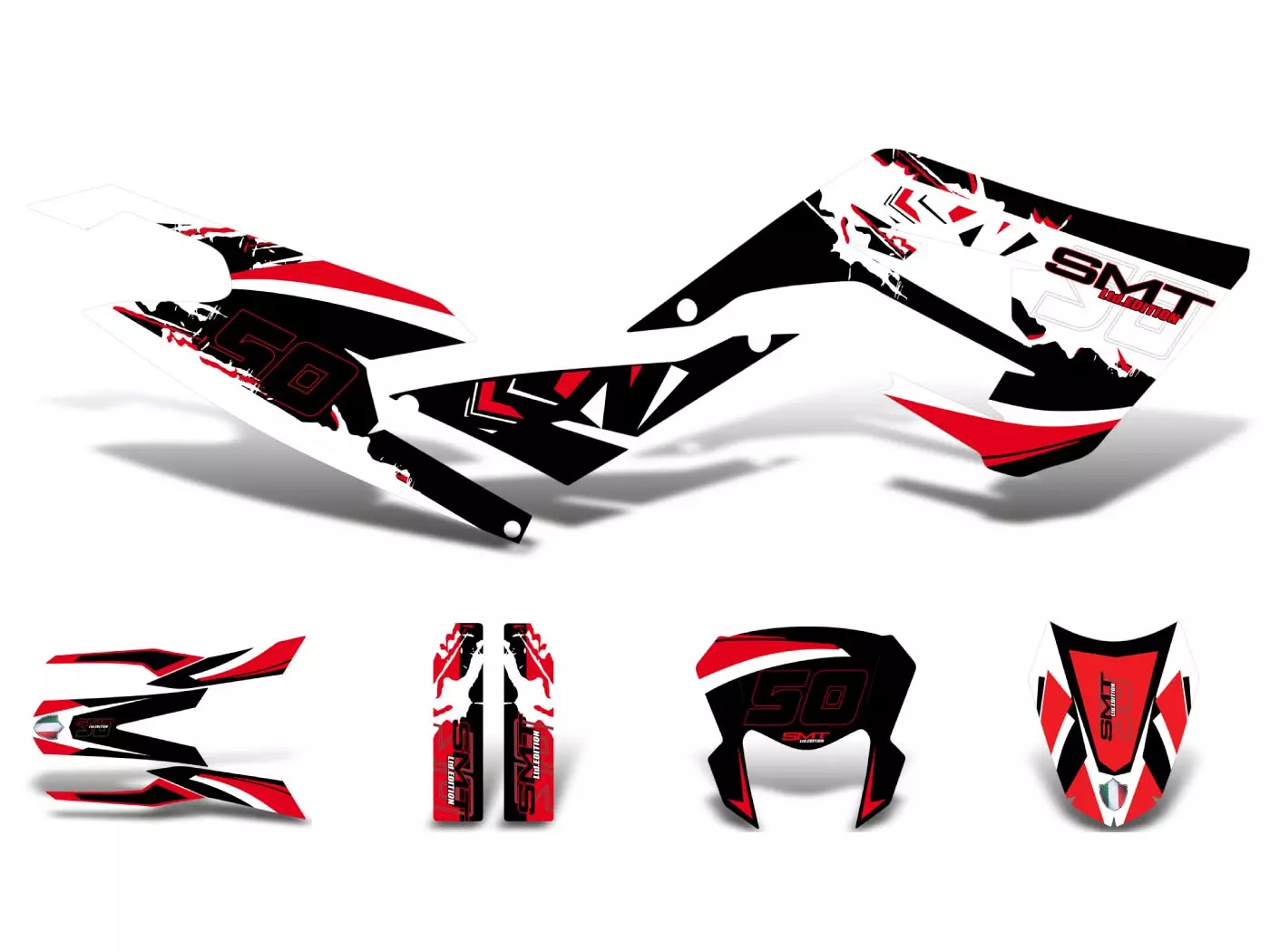 Decal Set Black-white-red Glossy For Gilera SMT 50 2018