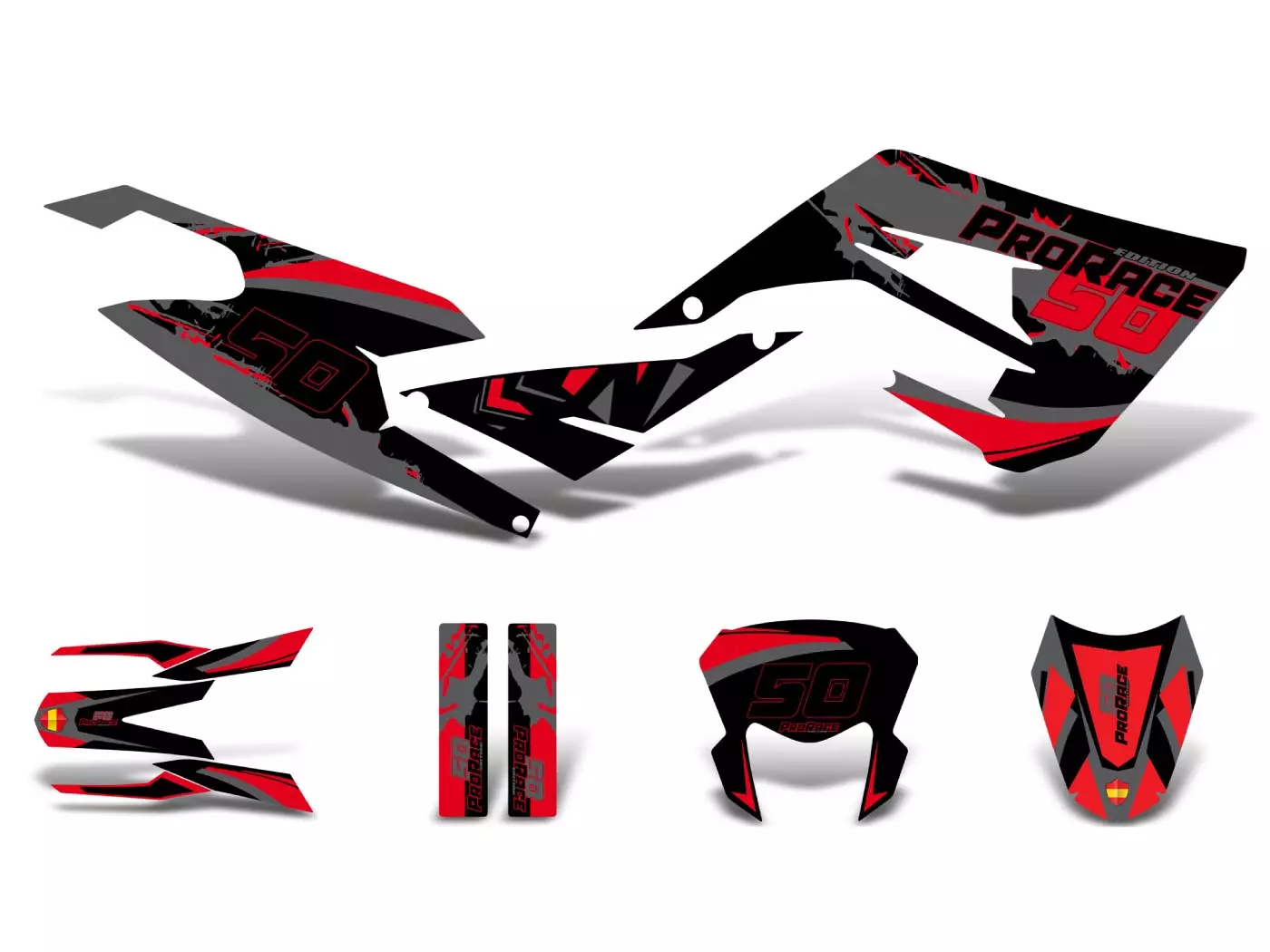 Decal Set Black-red-grey Matt For Derbi Senda 50 2018