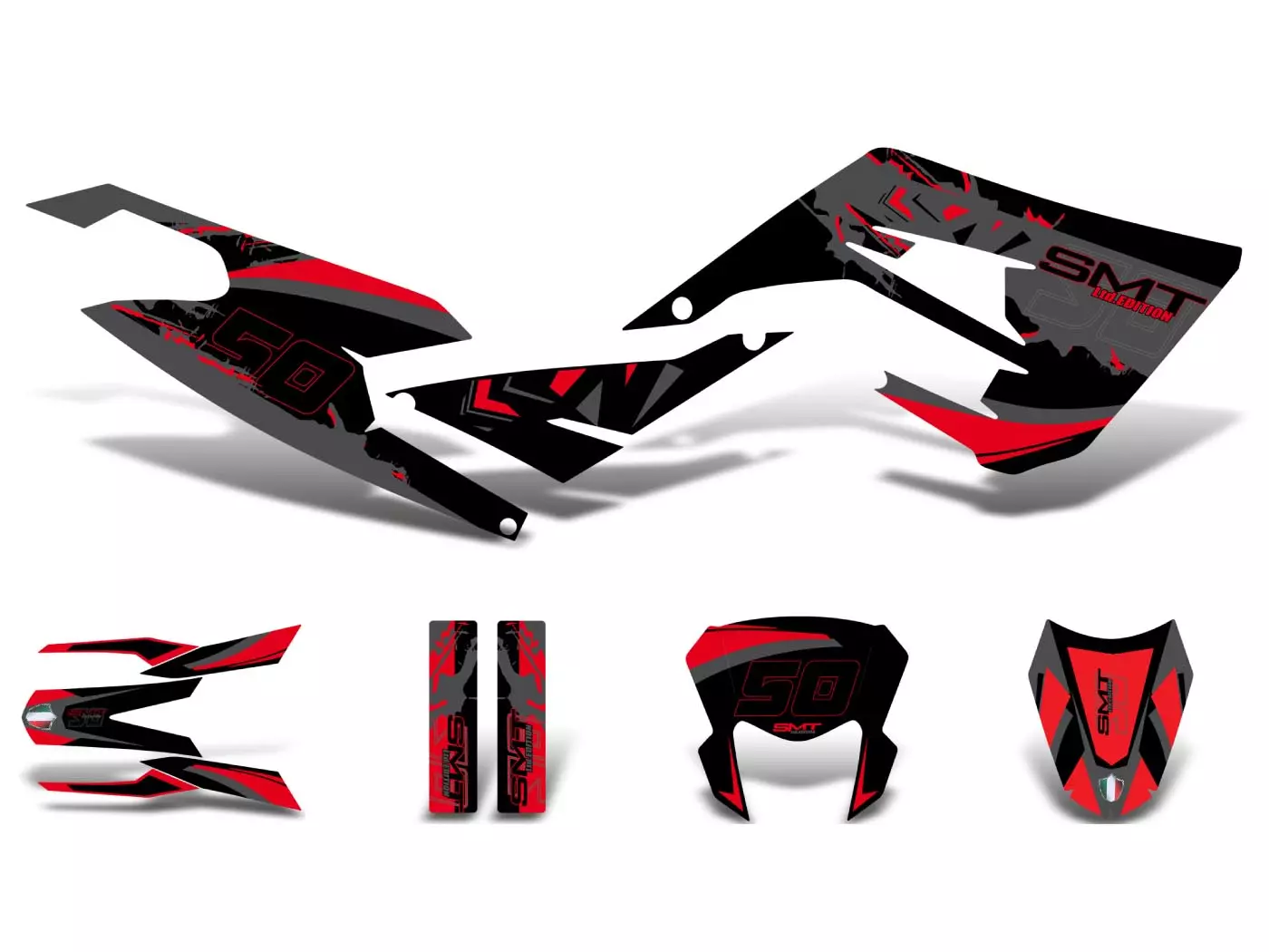 Decal Set Black-red-grey Glossy For Gilera SMT 50 2018