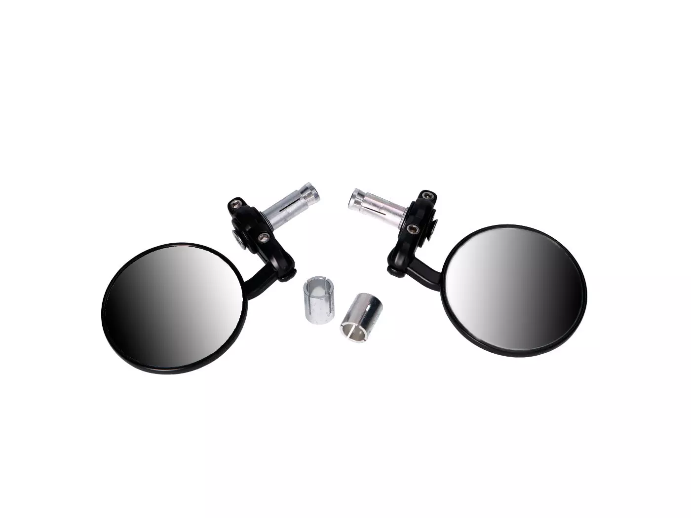 Handle Bar End Mirror Set Aluminum CNC Black Round