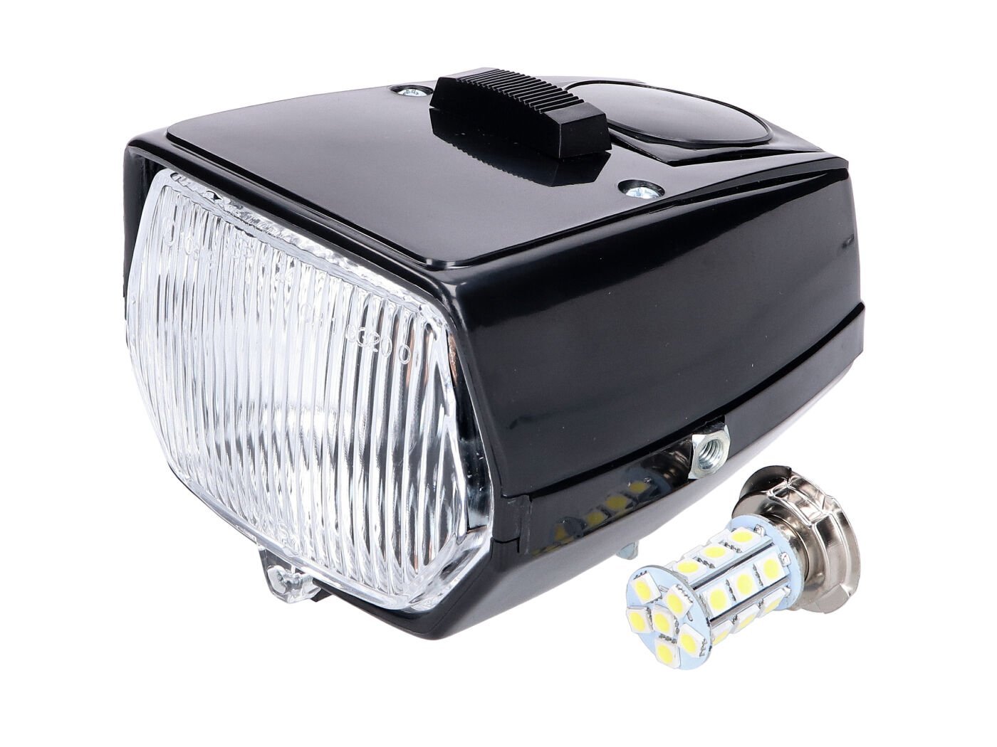 Headlight Square Black LED With Switch For Puch Maxi Moped