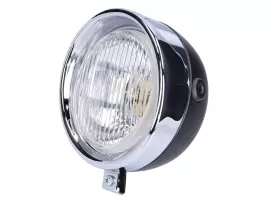 Headlight Assy Round Black Classic Universal For Puch, Kreidler, Zündapp And Many More