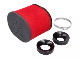 Air Filter Malossi E15 Oval 60mm Carb Connection Straight W/ Thread, Red-black