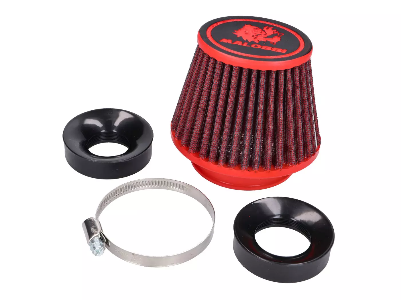 Air Filter Malossi Red Filter E18 Racing 60mm Straight W/ Thread, Red-black For PHBG 15-21, PHBL 20-26 Carburetor