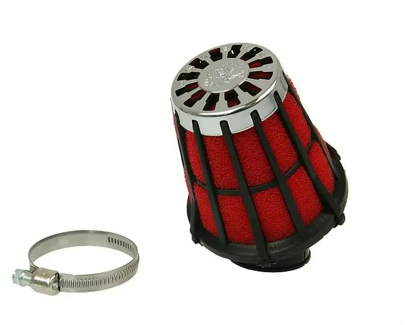 Air Filter Malossi Red Filter E5 Racing Grid 38mm Carb Connection Red Filter, Black Latticed Housing